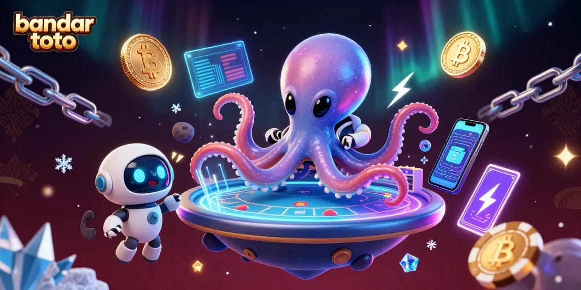 Engage with bandar toto in an immersive cosmic casino showcasing vibrant 3D elements and lively characters.