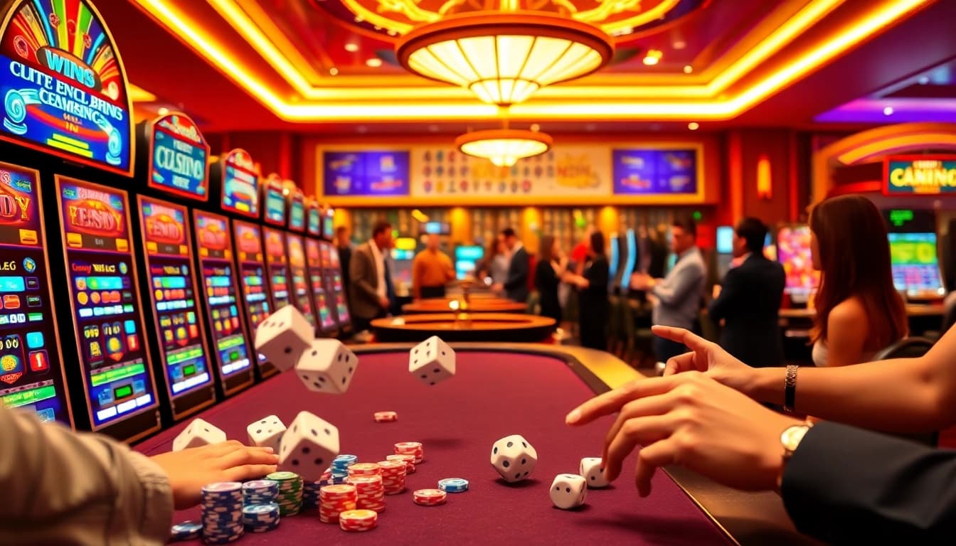 Excited players winning at slot machines and casino tables inspired by https://topnohu.one/.