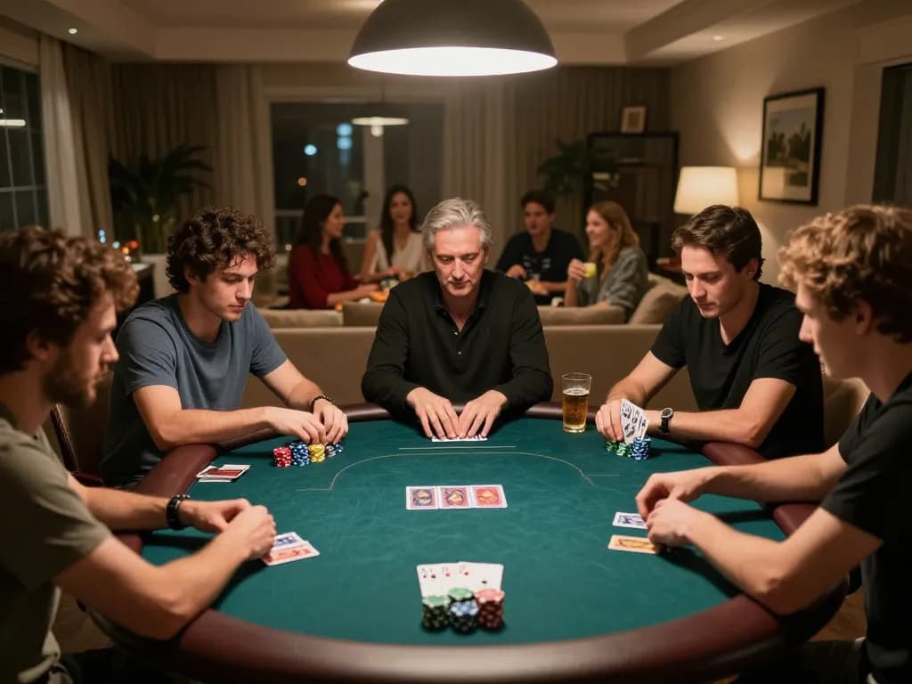 Players strategizing during a poker game with notable Black Scatter in chips and cards, creating competitive excitement.