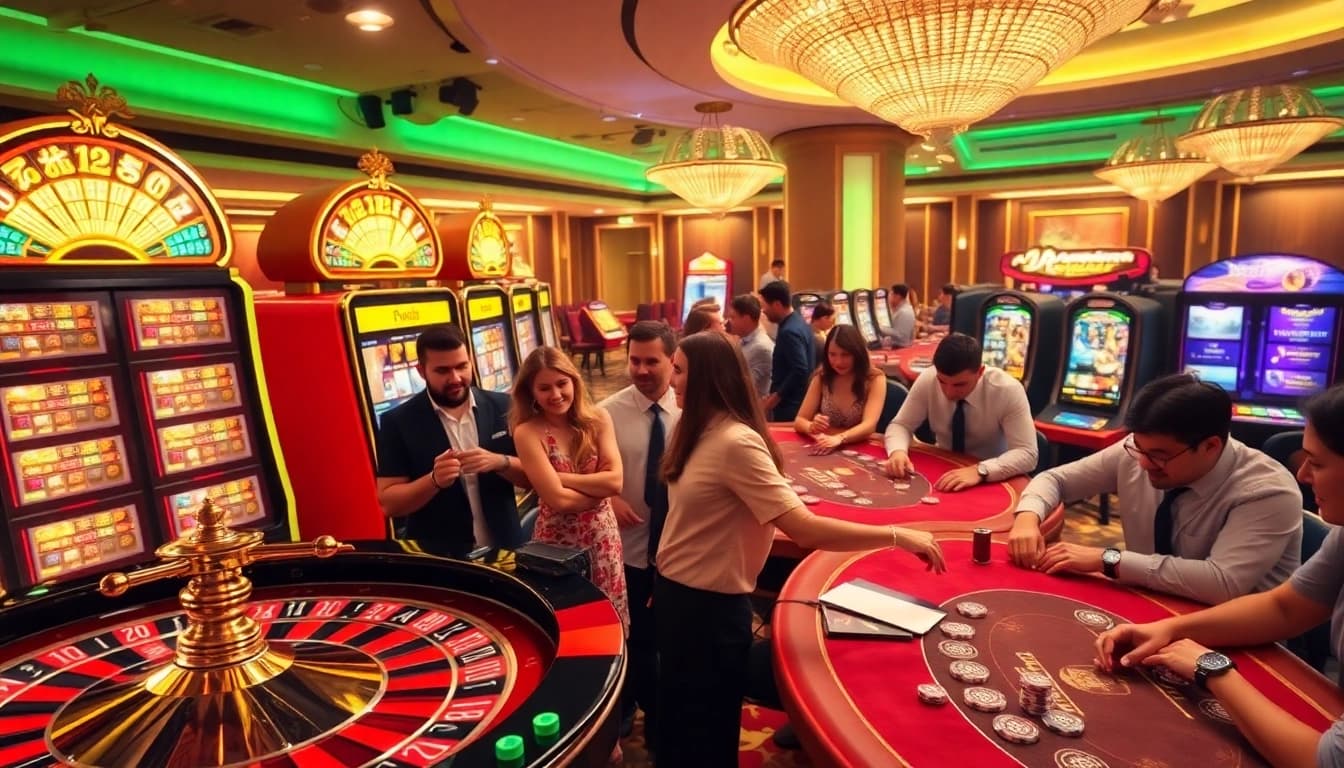 Experience the thrills of amanahtoto online with vibrant casino games, roulette wheels, and engaged players.