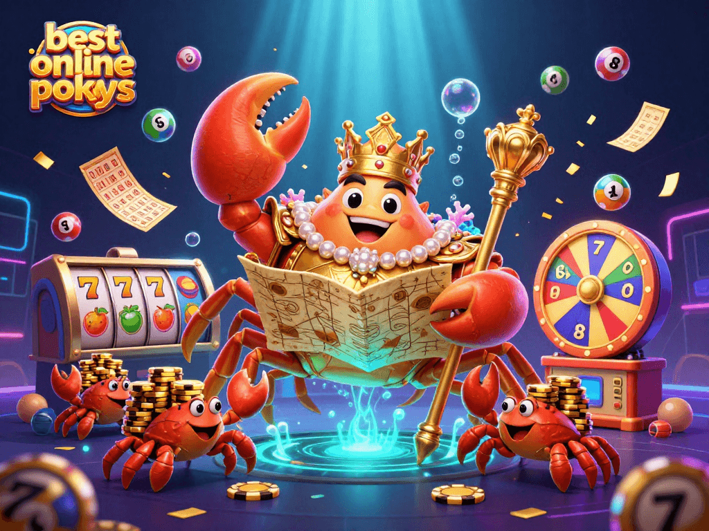 Play the best online pokies with vibrant colors and exciting game elements in a dynamic scene.