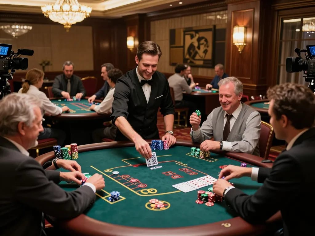 Players enjoying blackjack at lc88 casino, showcasing excitement and strategic gameplay.