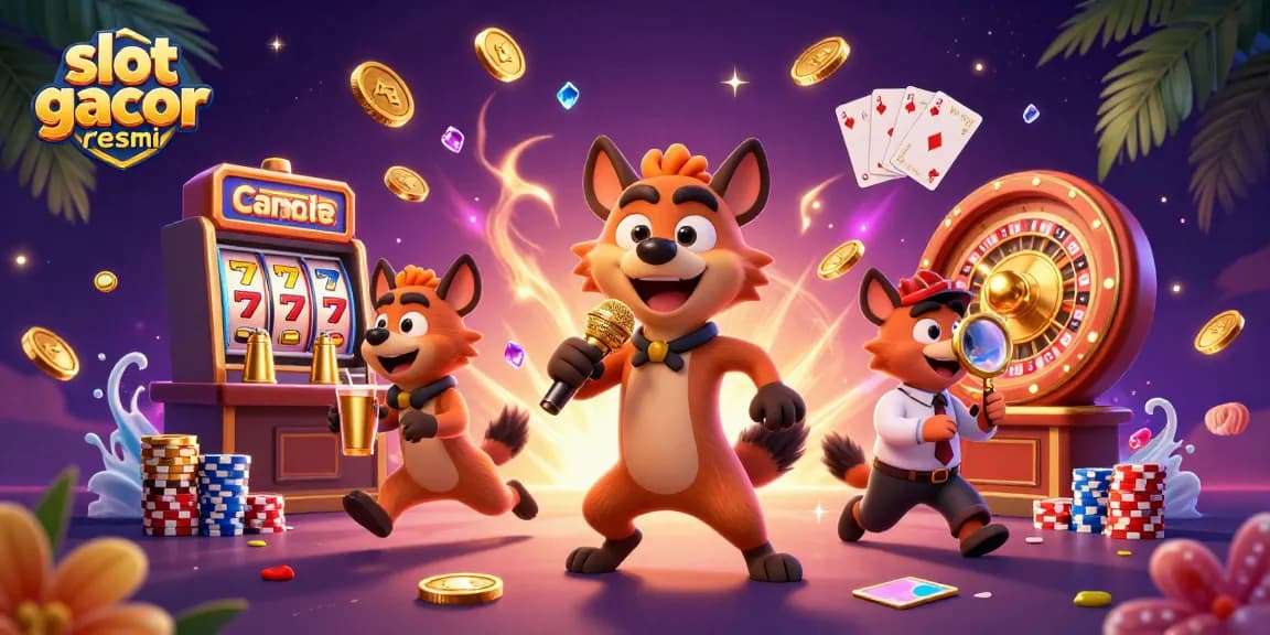 Slot gacor resmi dengan animasi kasino penuh warna dan detail, menciptakan pengalaman bermain yang seru.