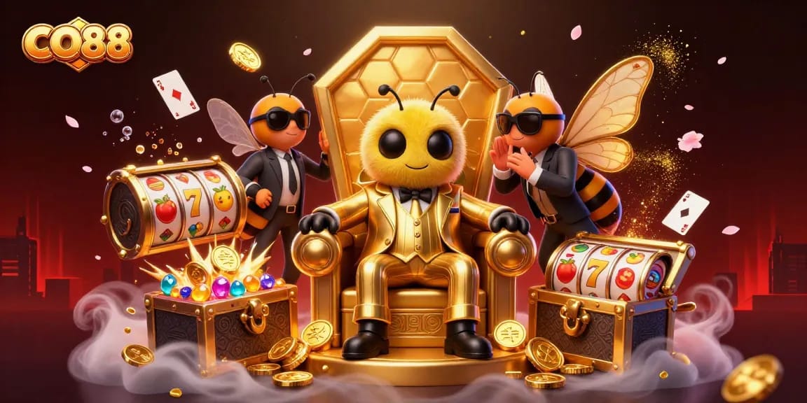 Experience CO88's thrilling undersea adventure with a bumblebee mob boss and vibrant casino elements.