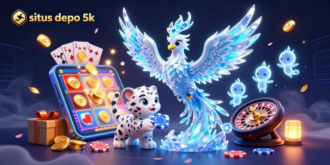 Engage with situs depo 5k through vibrant battles and whimsical characters in a dynamic casino scene.