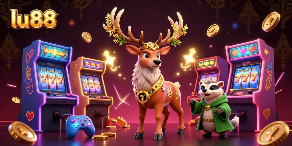 Experience the thrill of lu88 with vibrant gaming elements and enchanting characters in a lively casino scene.