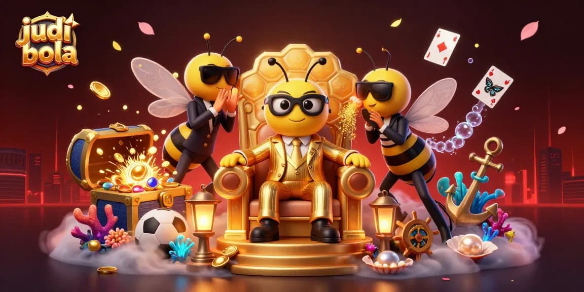 Experience judi bola action with engaging characters in a vibrant 3D illustration loaded with gambling elements.