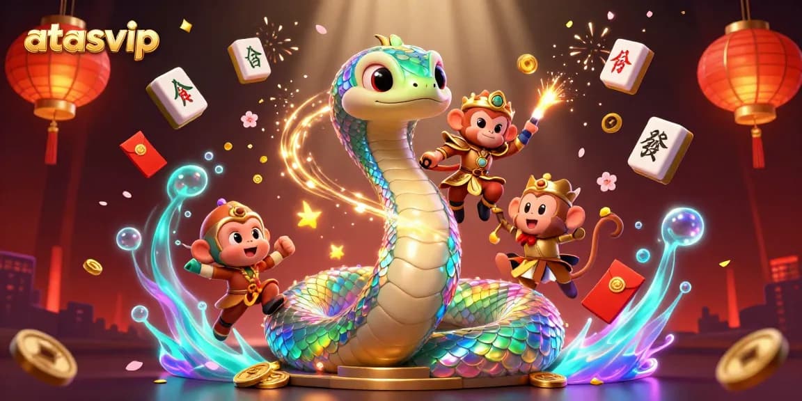 Engage in exciting gaming adventures with atasvip at this vibrant online casino illustration.