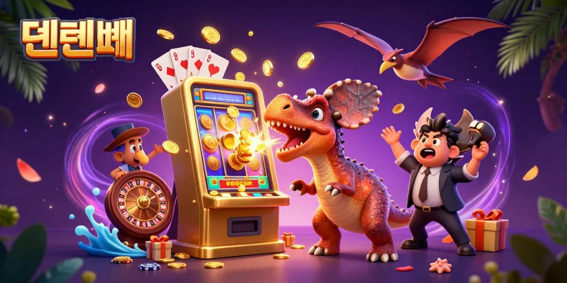 텐텐벳 engaging players by showcasing a pachycephalosaurus hitting a slot machine for coins.