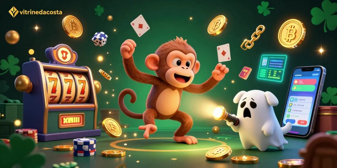Engage with thrilling slots and jackpots at vitrinedacosta featuring a lively poltergeist monkey juggling casino treasures.
