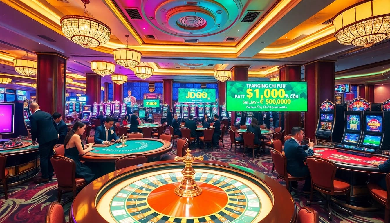 Trải nghiệm trò chơi cược cao tại Trang chủ JD88, với bàn casino sinh động và máy đánh bạc hấp dẫn.