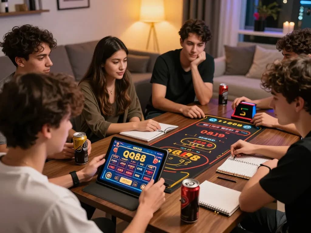 Engaged player exploring the qq88 casino platform on a tablet during a friendly gaming session.