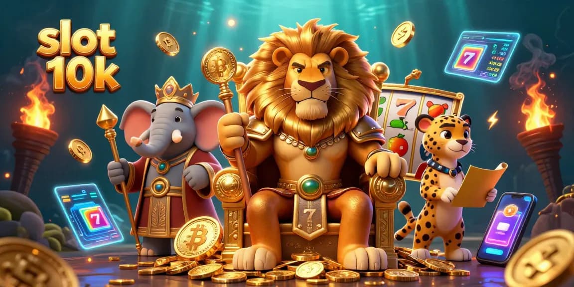 Spin to win with slot 10k, featuring dynamic characters in a vibrant casino environment.