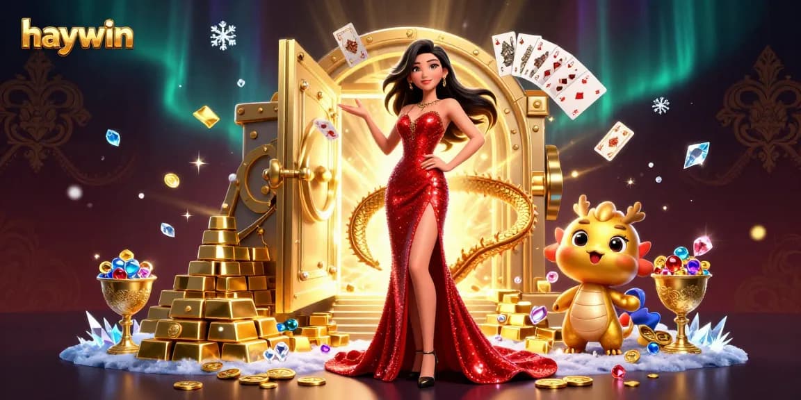 Experience the thrill of gaming at haywin with dazzling treasures and vibrant characters in an immersive casino scene.