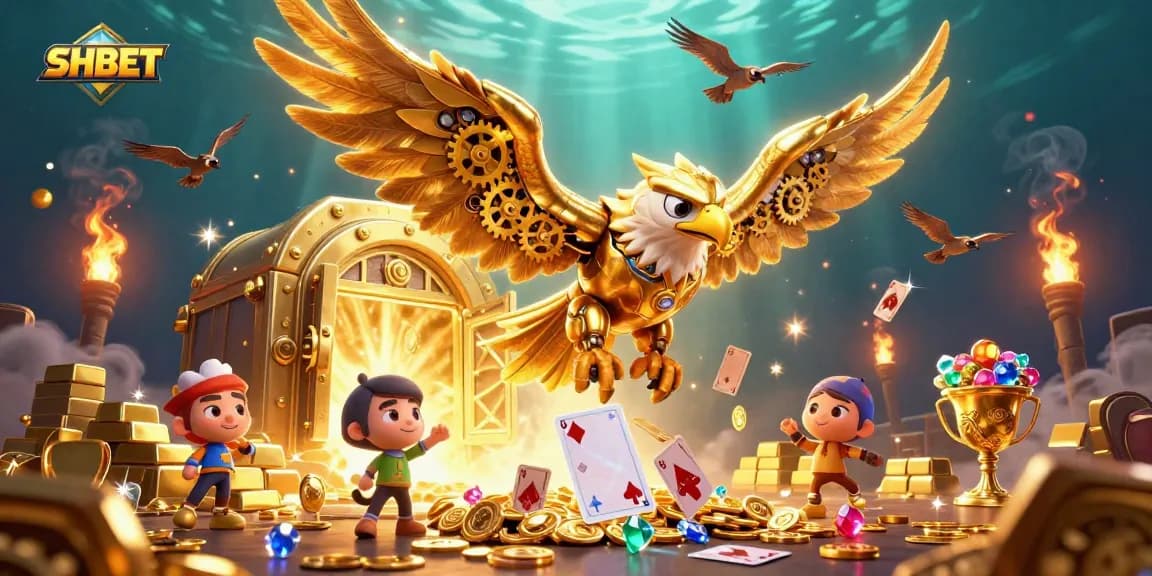 Experience thrilling gameplay with SHBET's dynamic golden eagle amidst gaming treasures