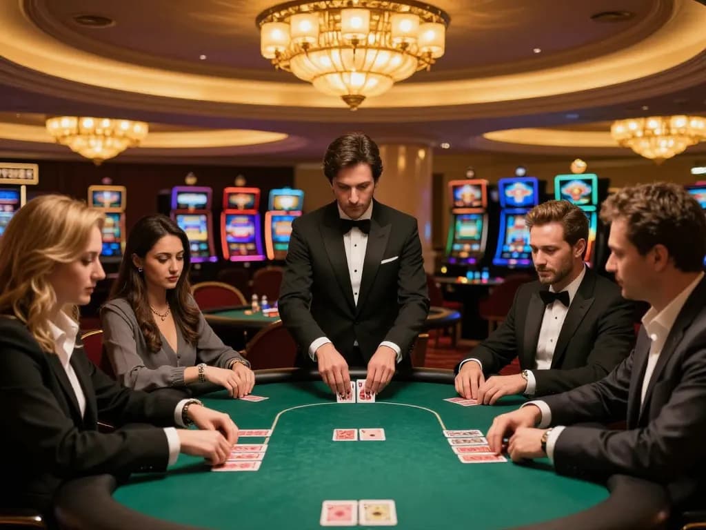 Players enjoy an exciting poker game at 79club, highlighting the vibrant casino atmosphere