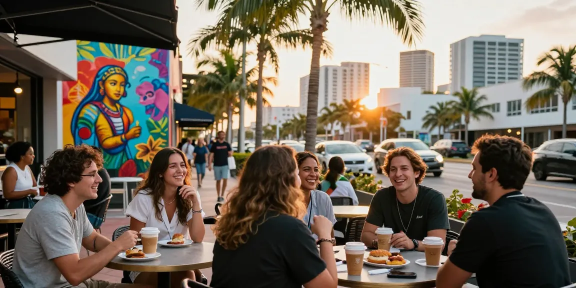 Ruang kafe outdoor di https://miami4d.com/ dengan teman-teman menikmati kopi dan keceriaan di Miami.