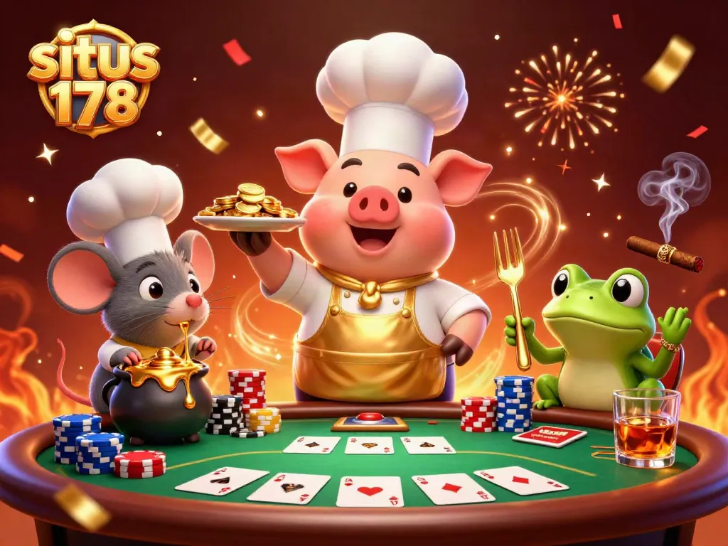 Situs 178 menyajikan pengalaman judi yang menarik dengan chef kartun dan koin emas.