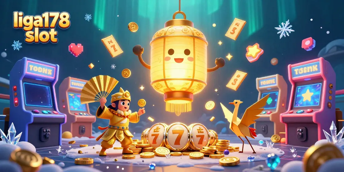Gambarkan liga178 slot dengan harta dan karakter beruntung di kasino malam yang cerah.