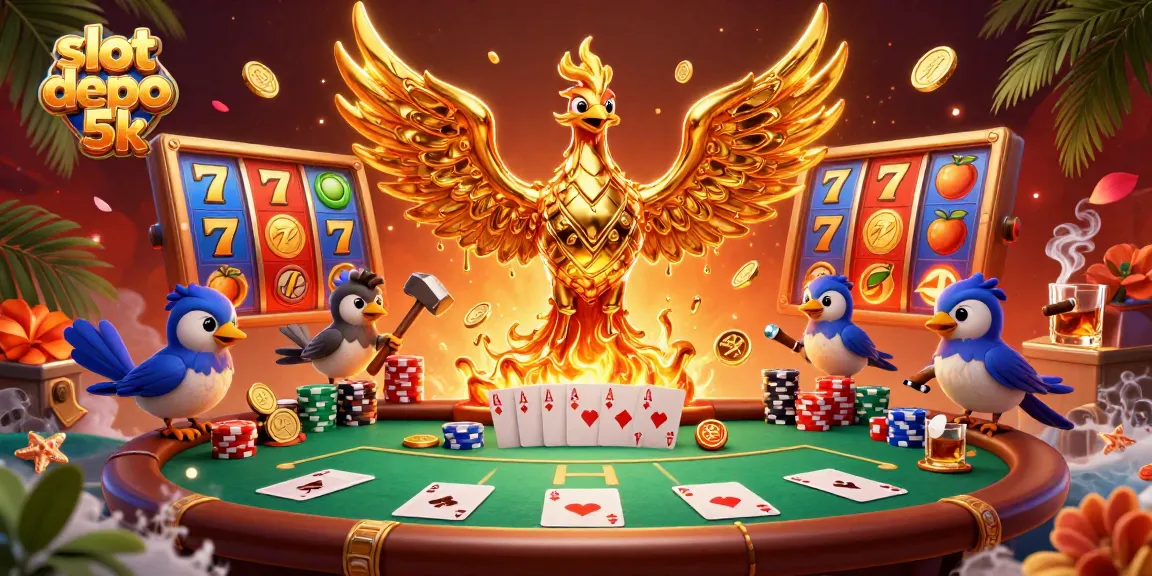 Experience thrilling gameplay and excitement in slot depo 5k with golden phoenix and poker elements.