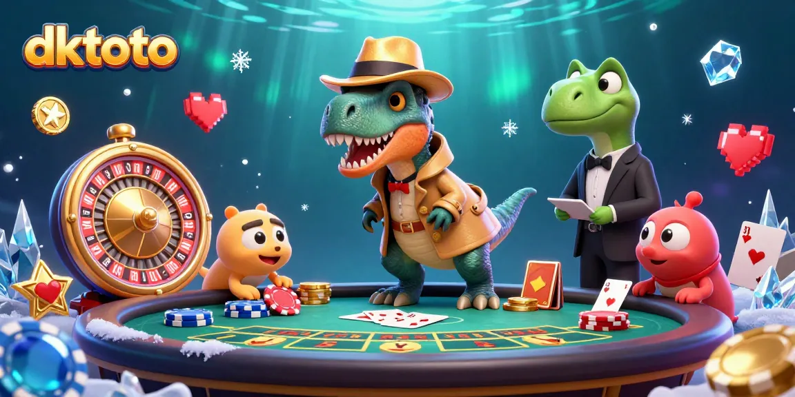 Engage in thrilling baccarat gameplay with dktoto as a velociraptor counters cards at a dynamic casino table.