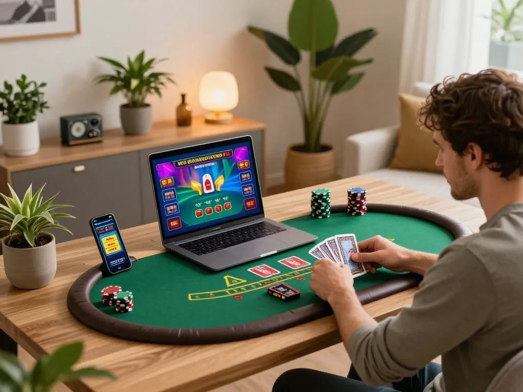 Player enjoying a live blackjack game at uu88 online casino, showcasing a strategic gaming moment