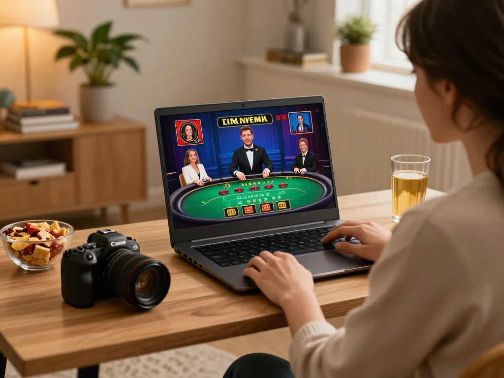 Engaging in live dealer game on bdtk66 platform at home with cozy atmosphere.