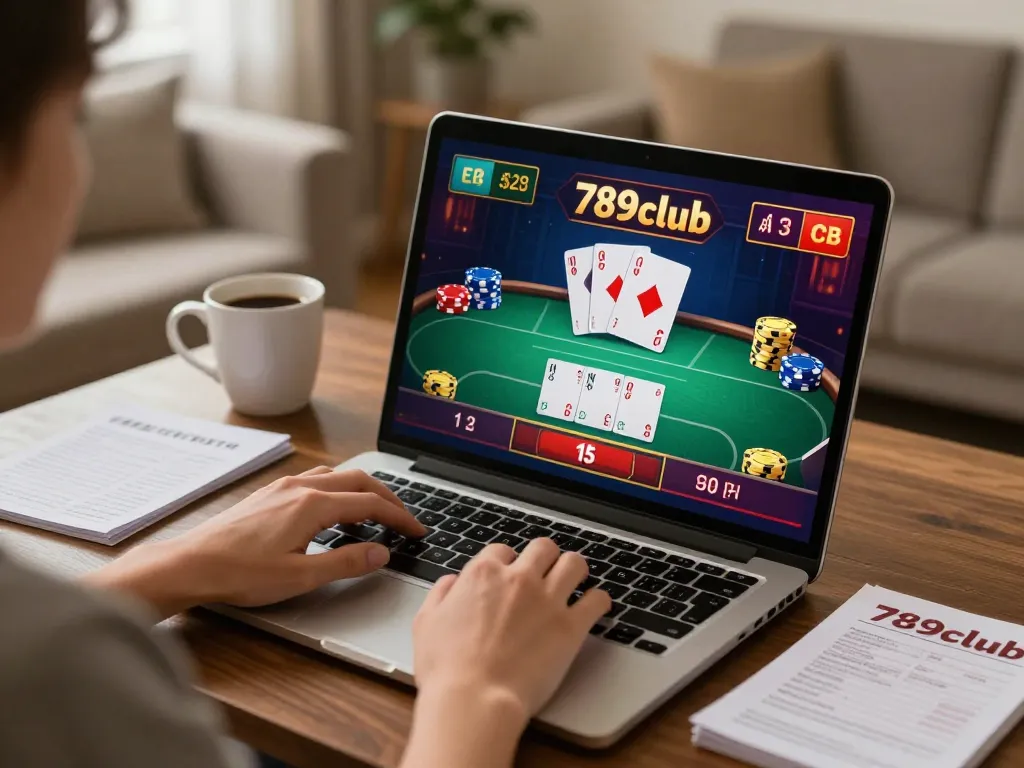 Engaging poker game at home on 789club site with warm lighting and cozy atmosphere