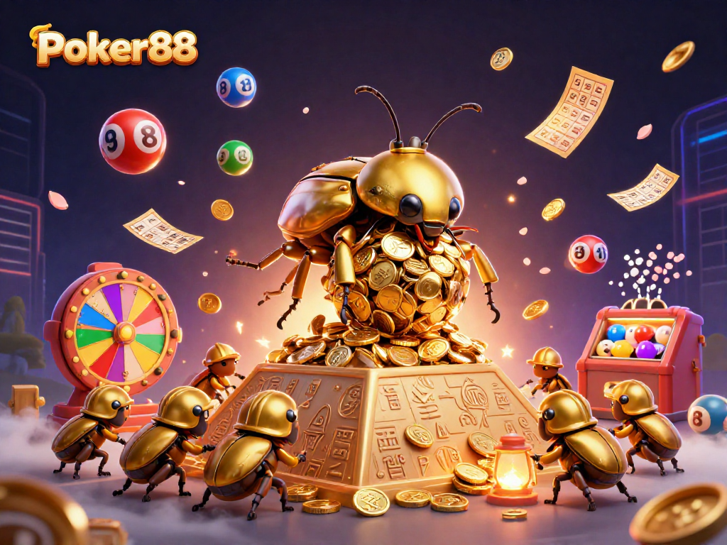 Engage with Poker88's thrilling online games experience through a vibrant 3D illustration.