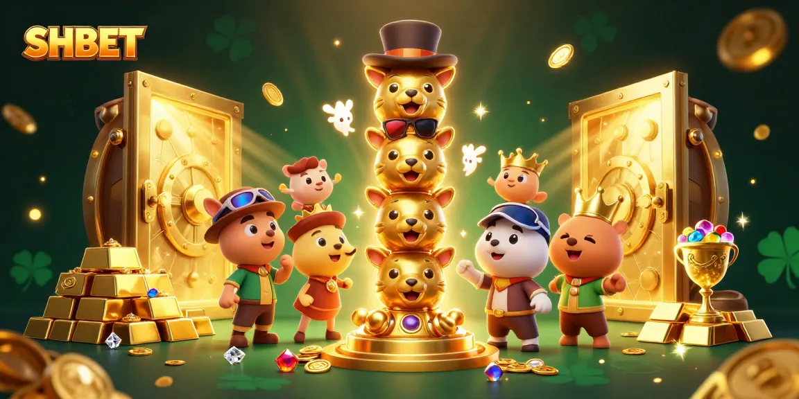 Experience thrilling moments with SH BET in a dynamic 3D casino illustration filled with vibrant elements.