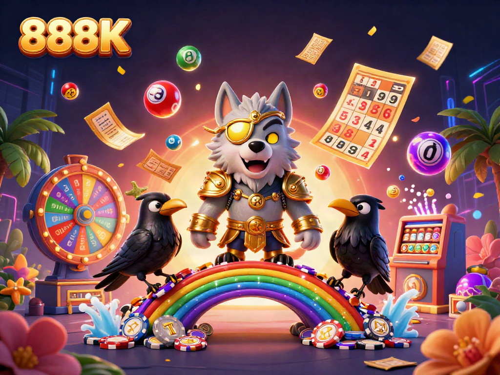 Engage with 888K gaming excitement featuring a vibrant Norse-themed casino scene.