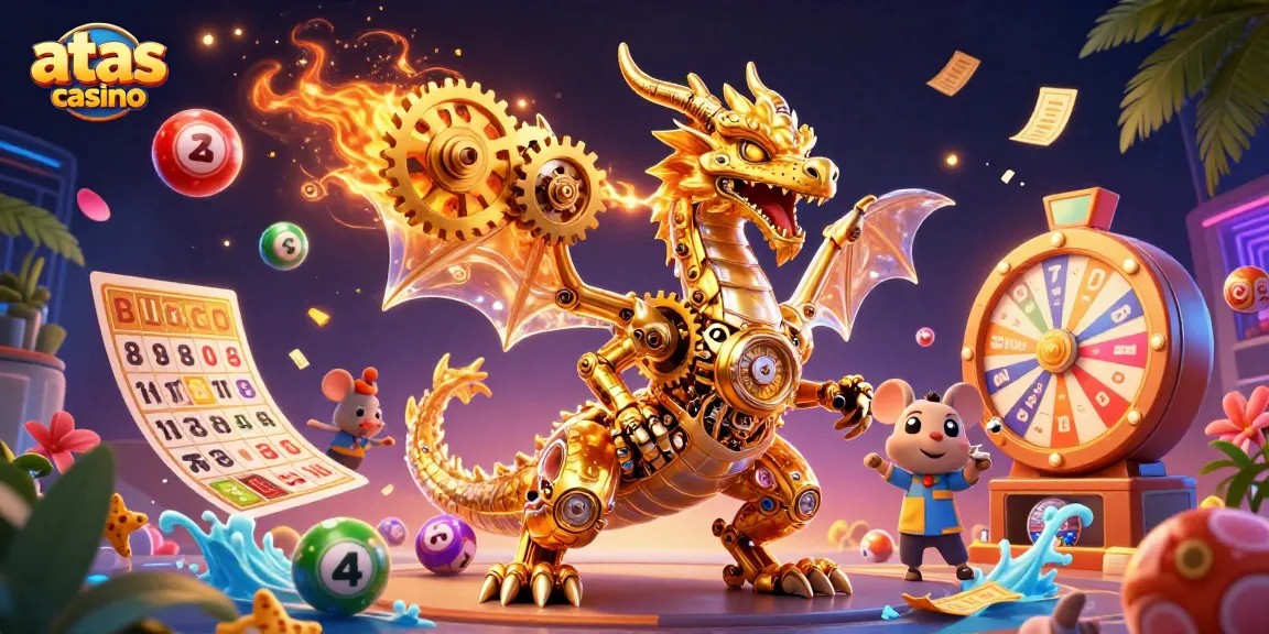 Experience the excitement of atas casino with a vibrant scene showcasing unique characters and game elements.