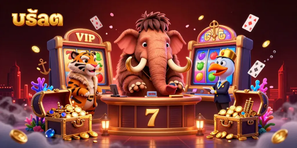 Engage with thrilling สล็อต gameplay featuring vibrant 3D characters and casino elements.