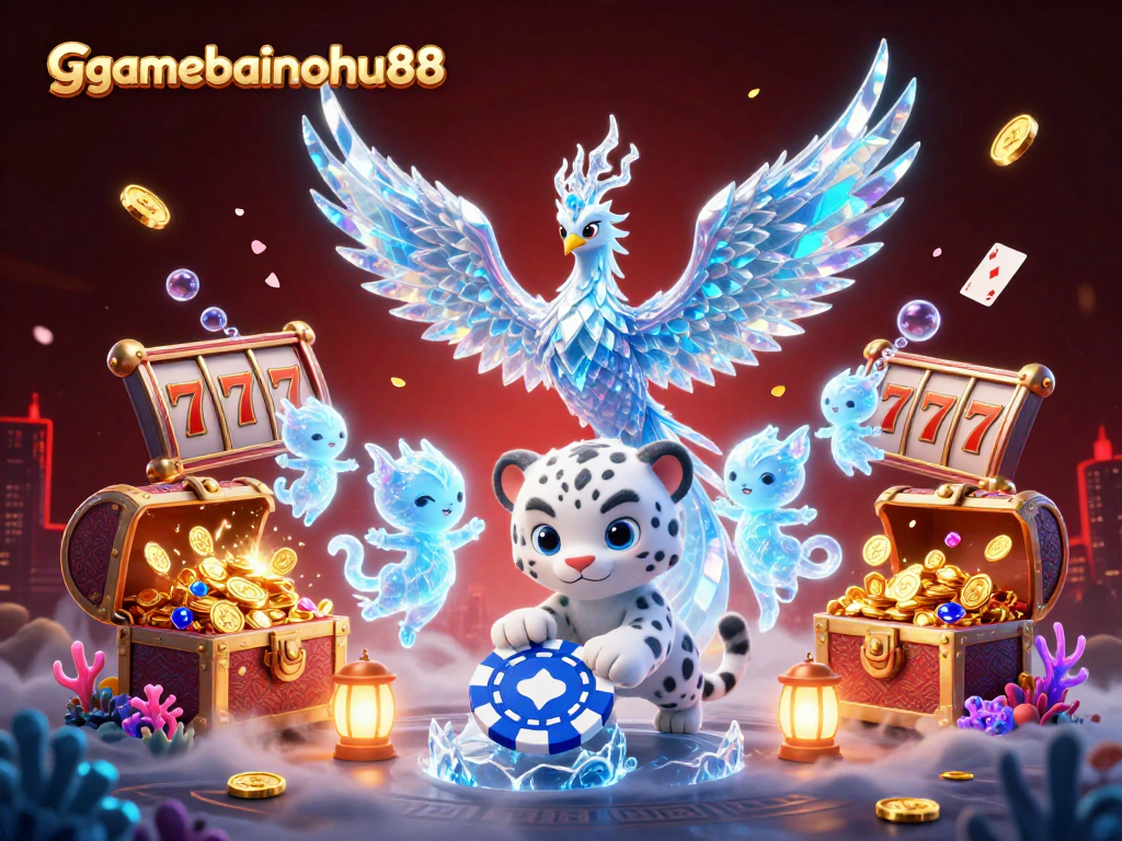 Engage with gamebainohu88's vibrant world featuring an ice phoenix, poker chip, and dancing sprites.