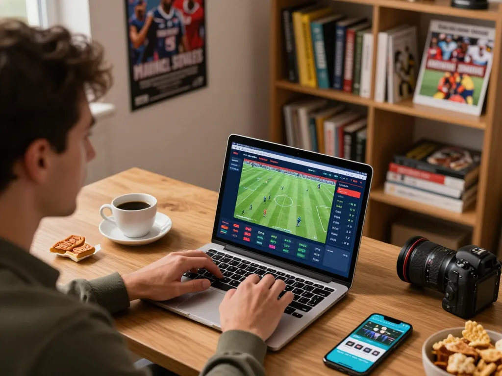 Person engaging in strategic sports betting on uk88 platform with live odds visible on laptop