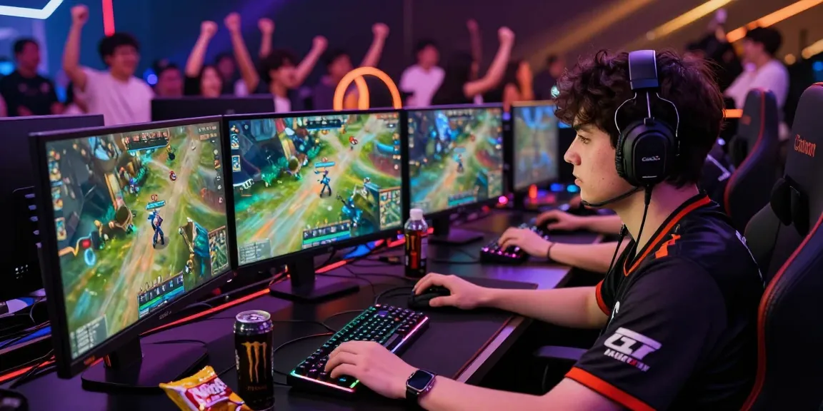Gamer immersed in hargatoto action during esports tournament.