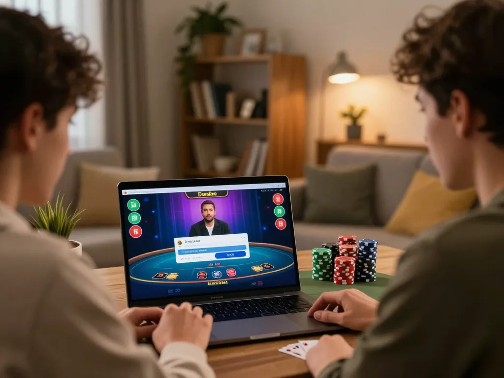 Dewalive Login shown on laptop as a player engages in a live blackjack game at home.