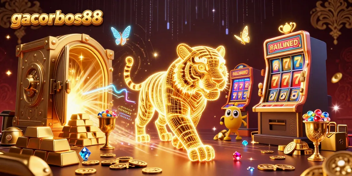 Spin to win at gacorbos88 with vibrant slot reels and treasure in a dazzling digital casino.