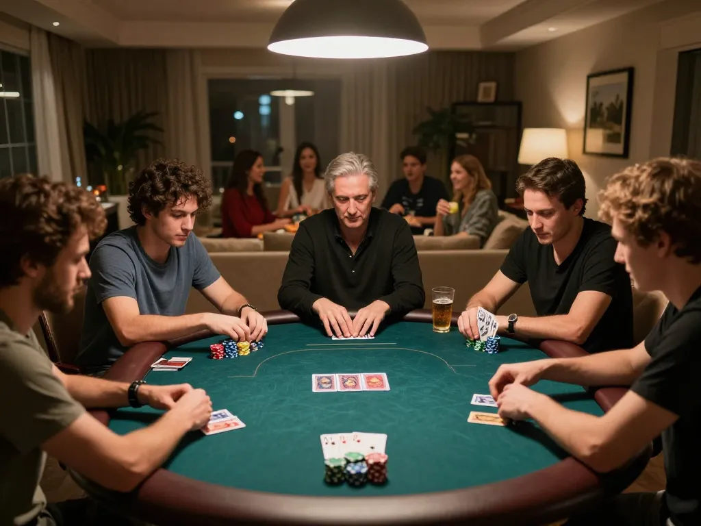 Players strategizing during a poker game with notable Black Scatter in chips and cards, creating competitive excitement.