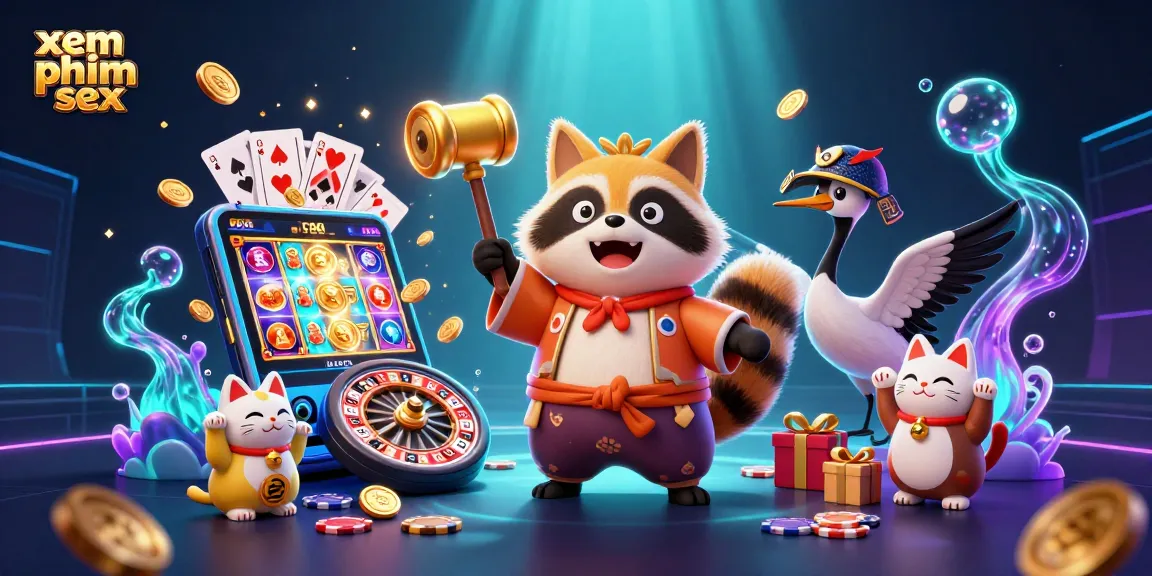 Engage in xem phim sex with vibrant casino elements featuring a cheerful tanuki and samurai crane.