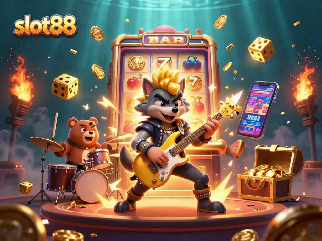 Menangkan jackpot slot88 dengan simbol keberuntungan dan karakter menarik dalam ilustrasi 3D yang dinamis.
