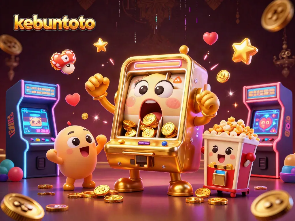Menangkan jackpot di kebuntoto dengan slot mesin emas kartun yang mengeluarkan koin.