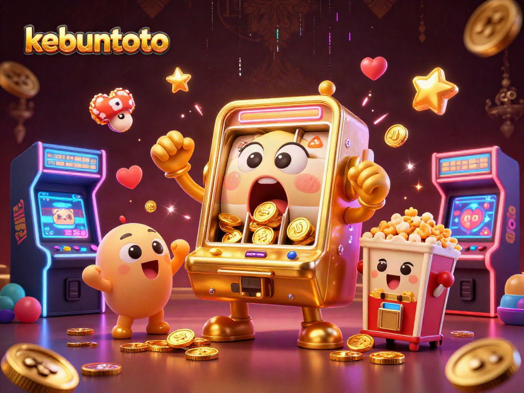 Menangkan jackpot di kebuntoto dengan slot mesin emas kartun yang mengeluarkan koin.