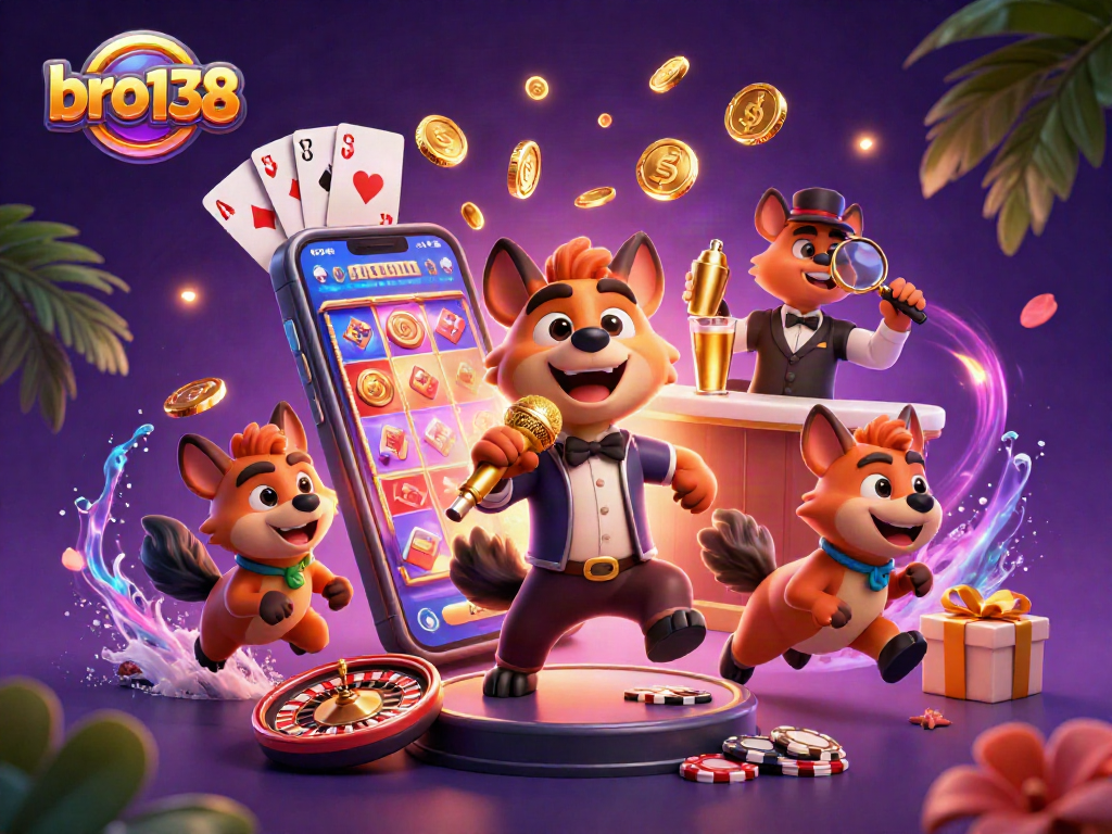 Engage with bro138's vibrant casino comedy scene featuring lively hyenas and fun slot games.