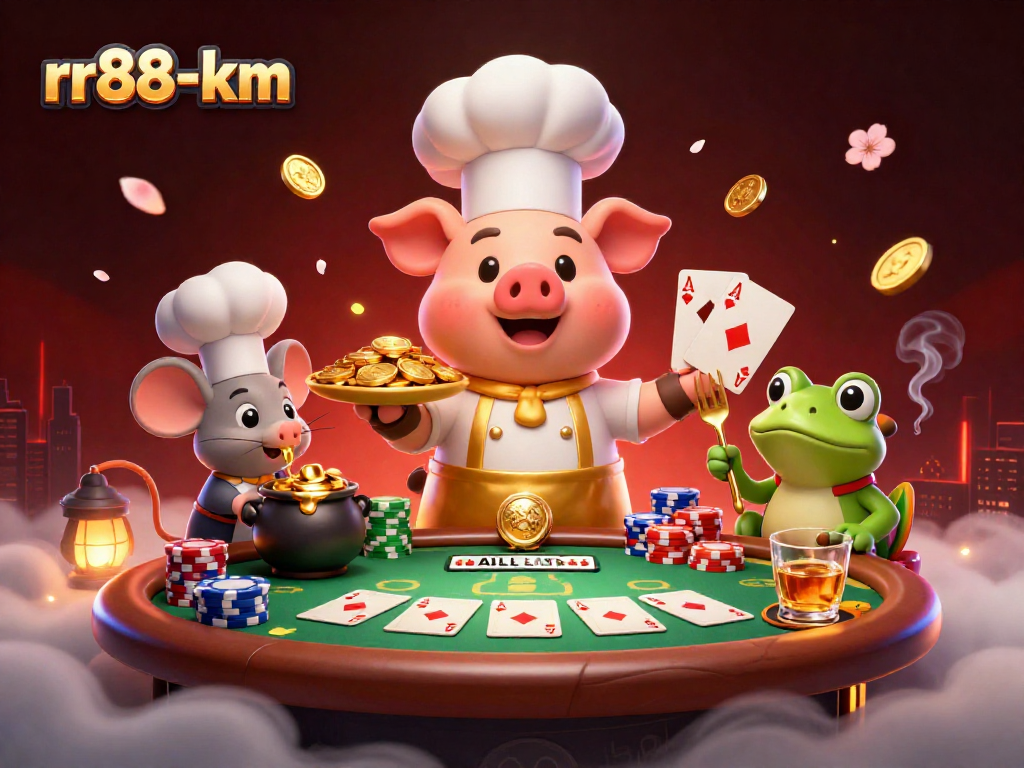 Engage with rr88-km by enjoying gold coins served in a dynamic poker scene featuring vibrant characters.