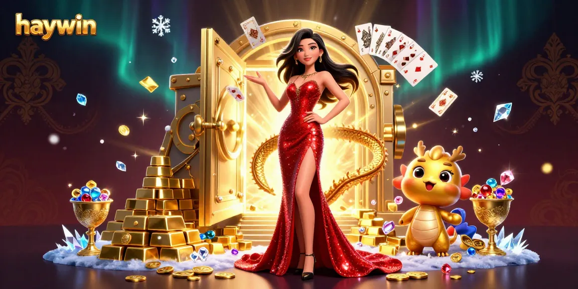 Experience the thrill of gaming at haywin with dazzling treasures and vibrant characters in an immersive casino scene.