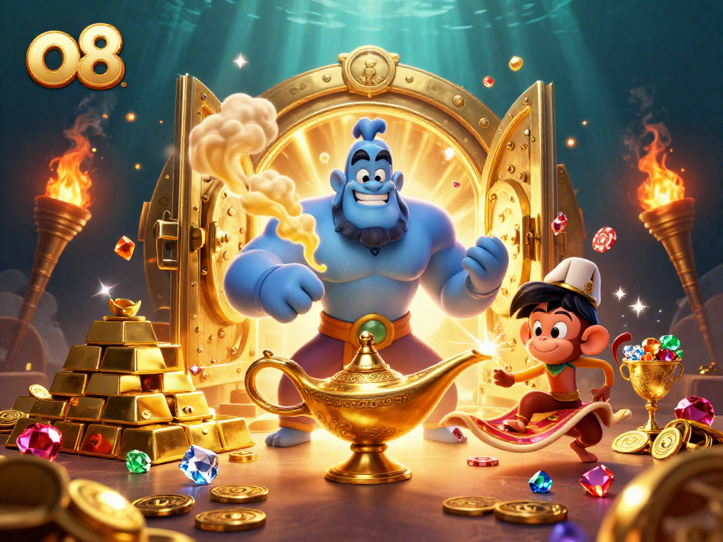 Experience thrilling wins at o8 with a dynamic 3D casino scene of magic, treasures, and excitement.
