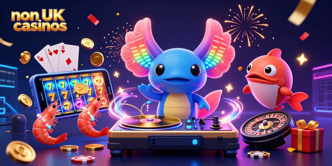 Experience the excitement of non UK casinos with this lively underwater DJ scene featuring vibrant characters and games.