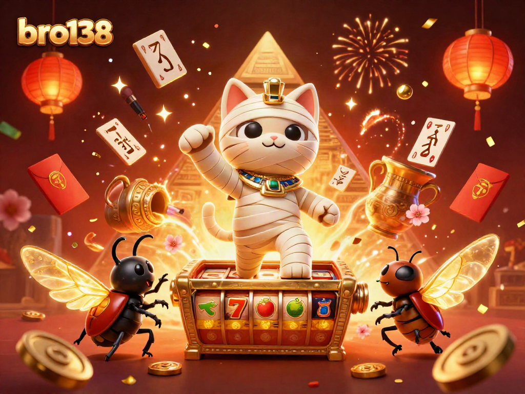 Experience thrilling wins at bro138 with vibrant casino action featuring unique characters and slot game elements.