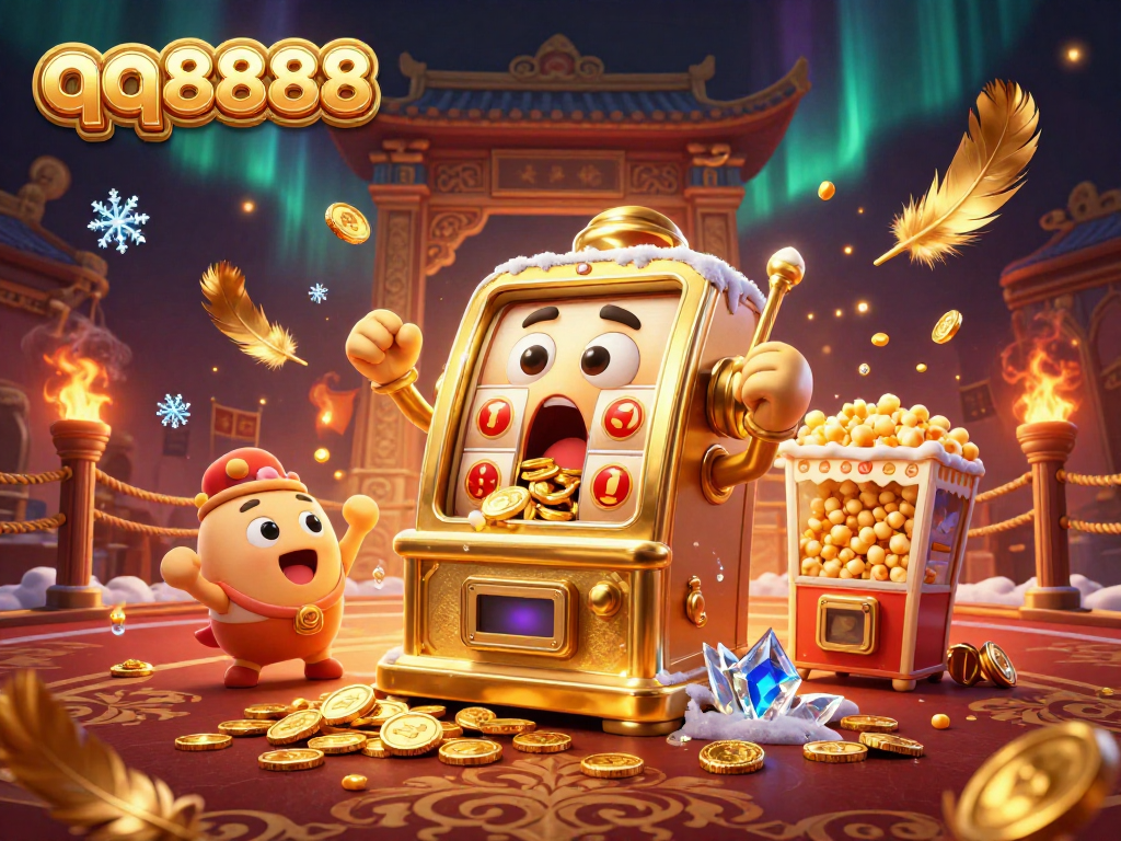Experience euphoric wins at qq8888 as the golden slot machine hits the jackpot with coins pouring everywhere.